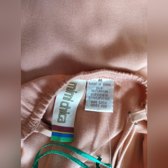 New Mimi Chica tan casual midi dress tie front button down size M - Picture 11 of 13